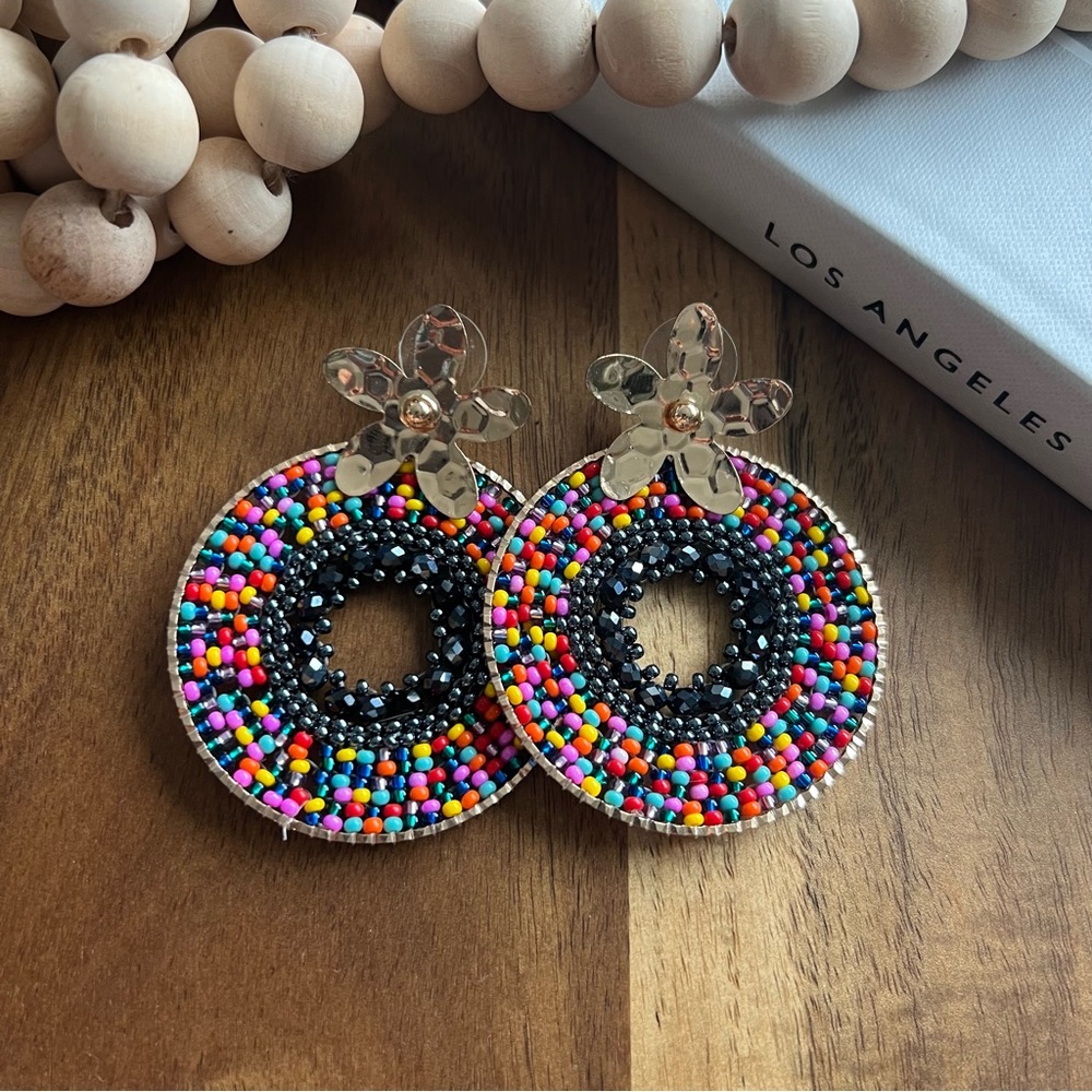 Gold Multicolor Beaded Earrings 💖